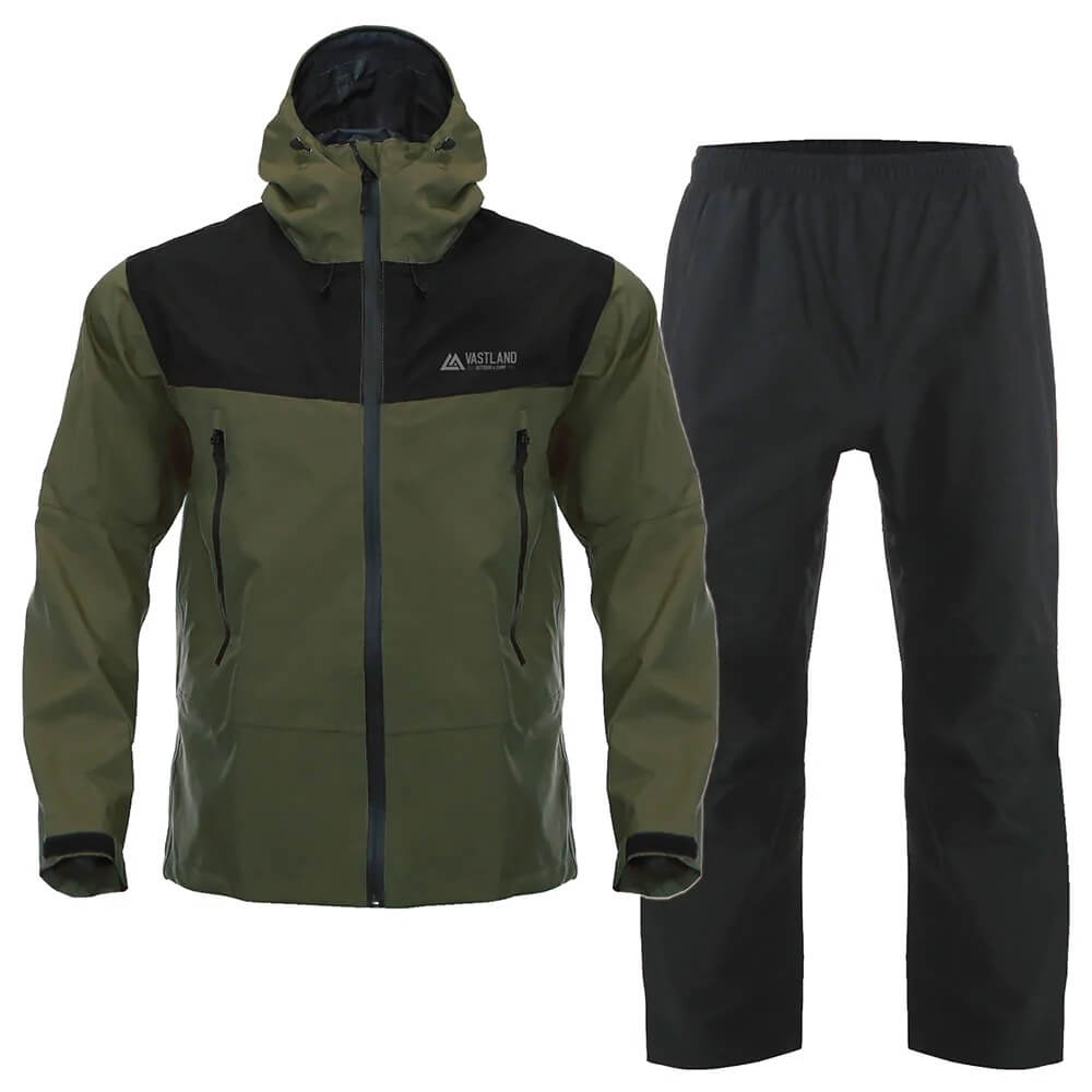 3レイヤー ストレッチレインウェア 上下セット M オリーブ