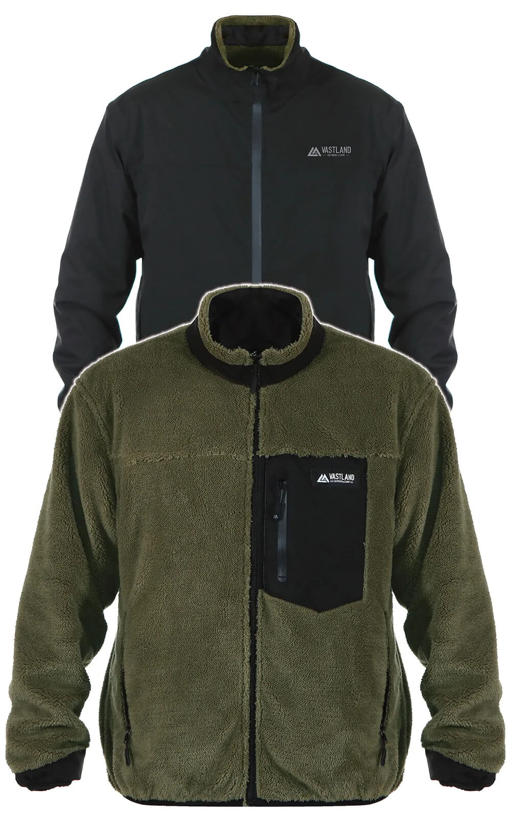 リバーシブルフリースジャケット XL オリーブ