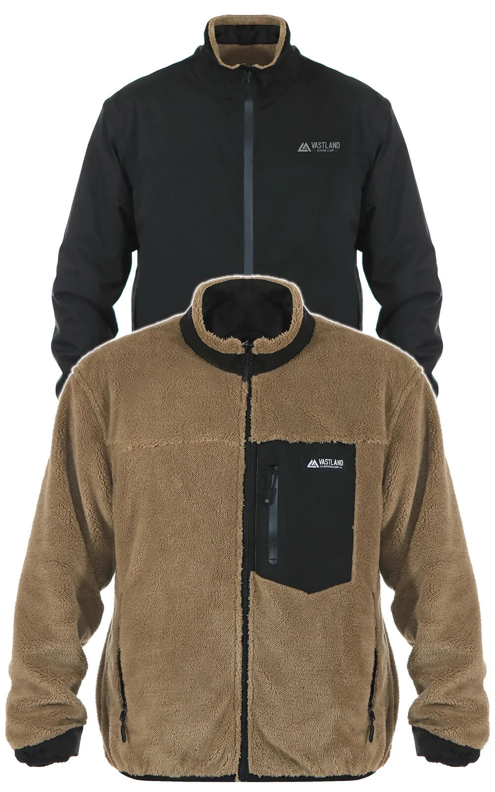 リバーシブルフリースジャケット XL タン