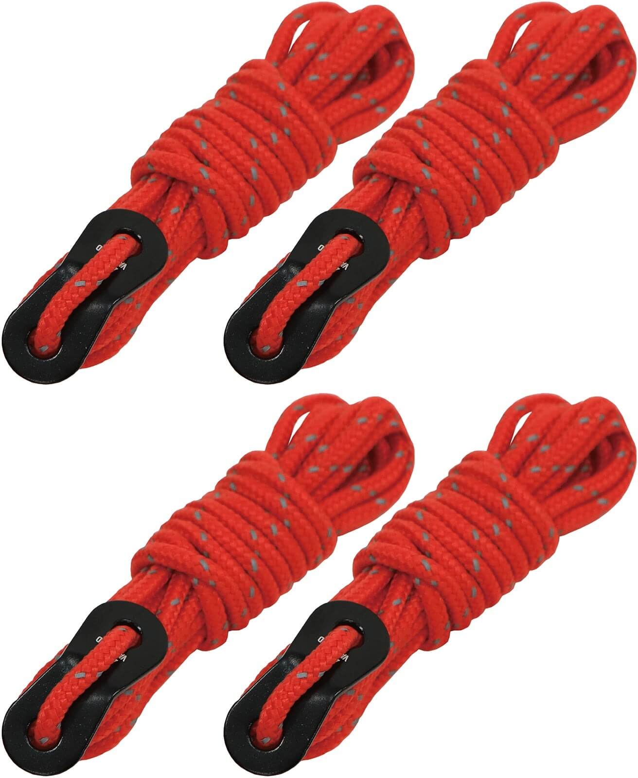 自在ロープ 直径4mm x 長さ2.5m 4本セット レッド